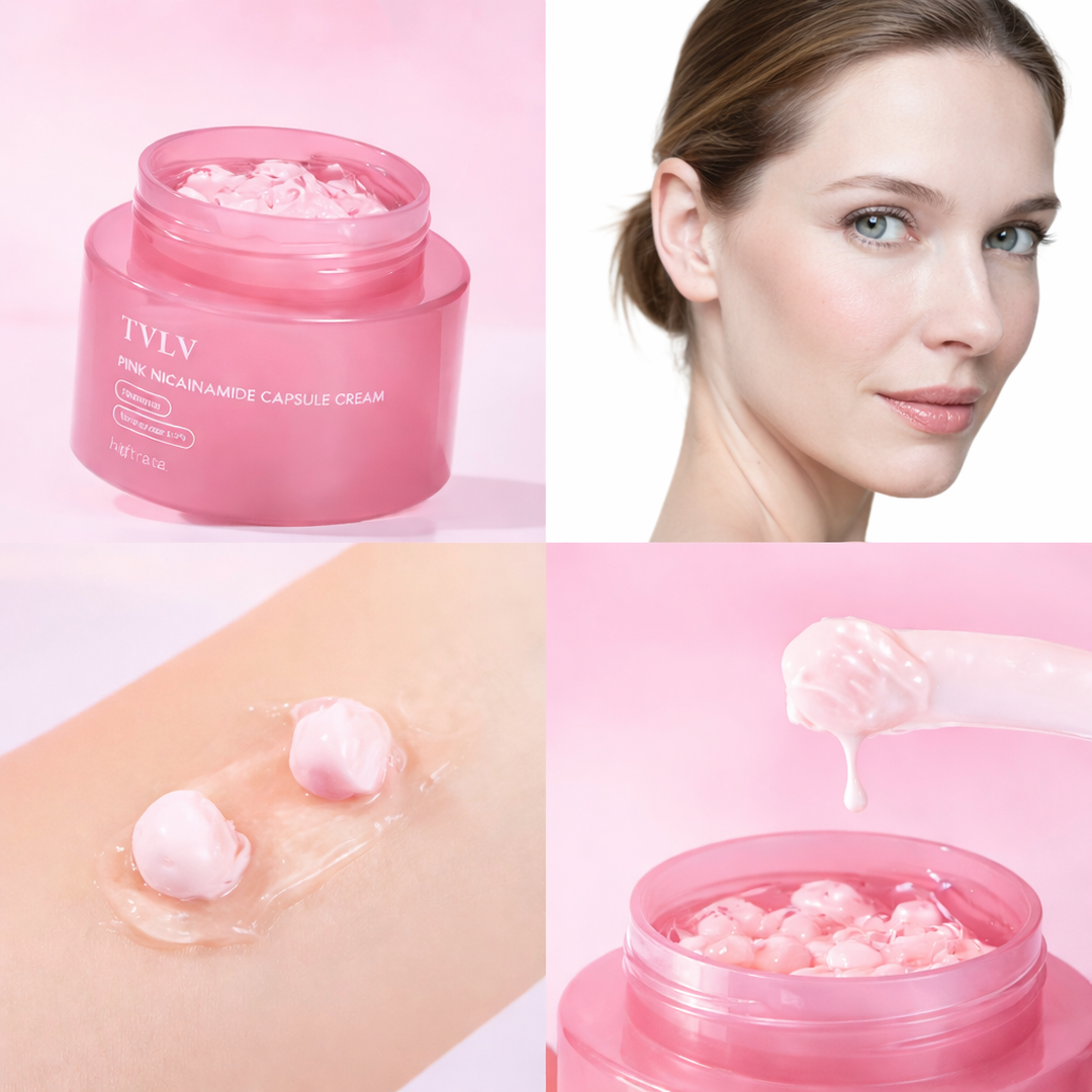 Cápsulas de Crema Rosa LUVORA™  Inspirada en el Brillo Porcelana de la Piel Coreana