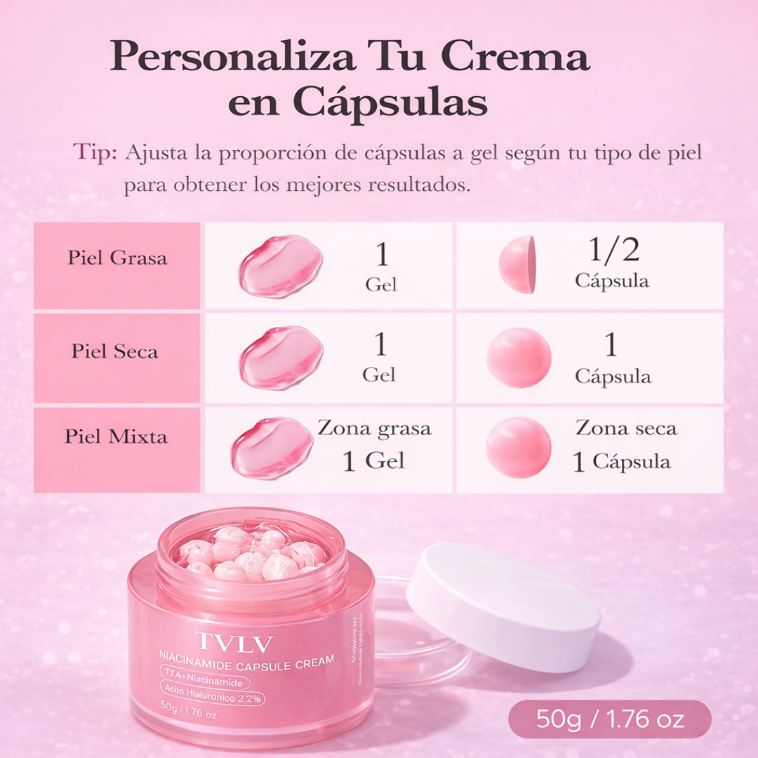 Cápsulas de Crema Rosa LUVORA™  Inspirada en el Brillo Porcelana de la Piel Coreana